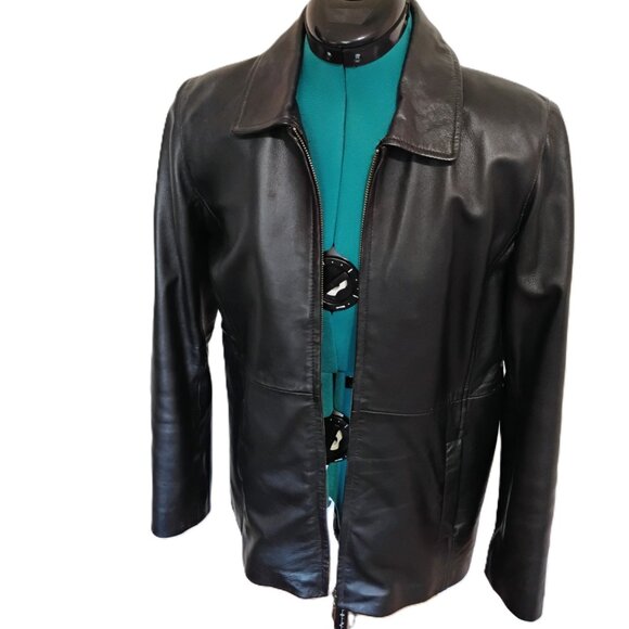 Woman's Style & and Co Genuine Leather Jacket Petite Casual Formal - Picture 3 of 12